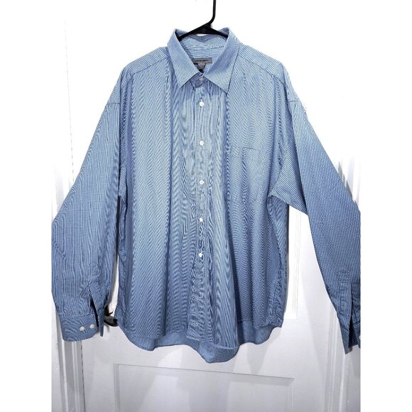 Johnston & Murphy XXL Blue Striped Mens Dress Shirt - Picture 3 of 11
